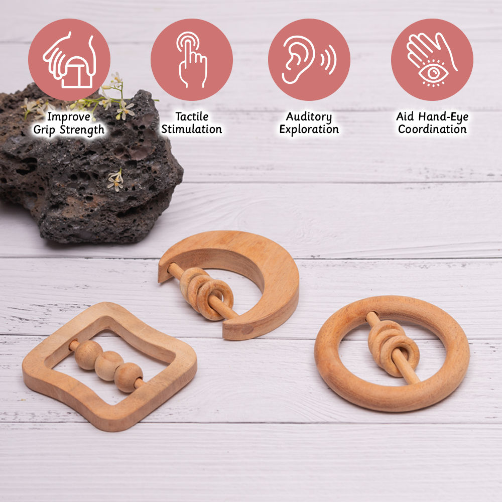 Neem Wood Rattles Set of 3